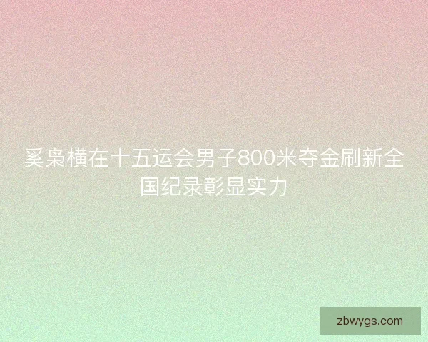 奚枭横在十五运会男子800米夺金刷新全国纪录彰显实力